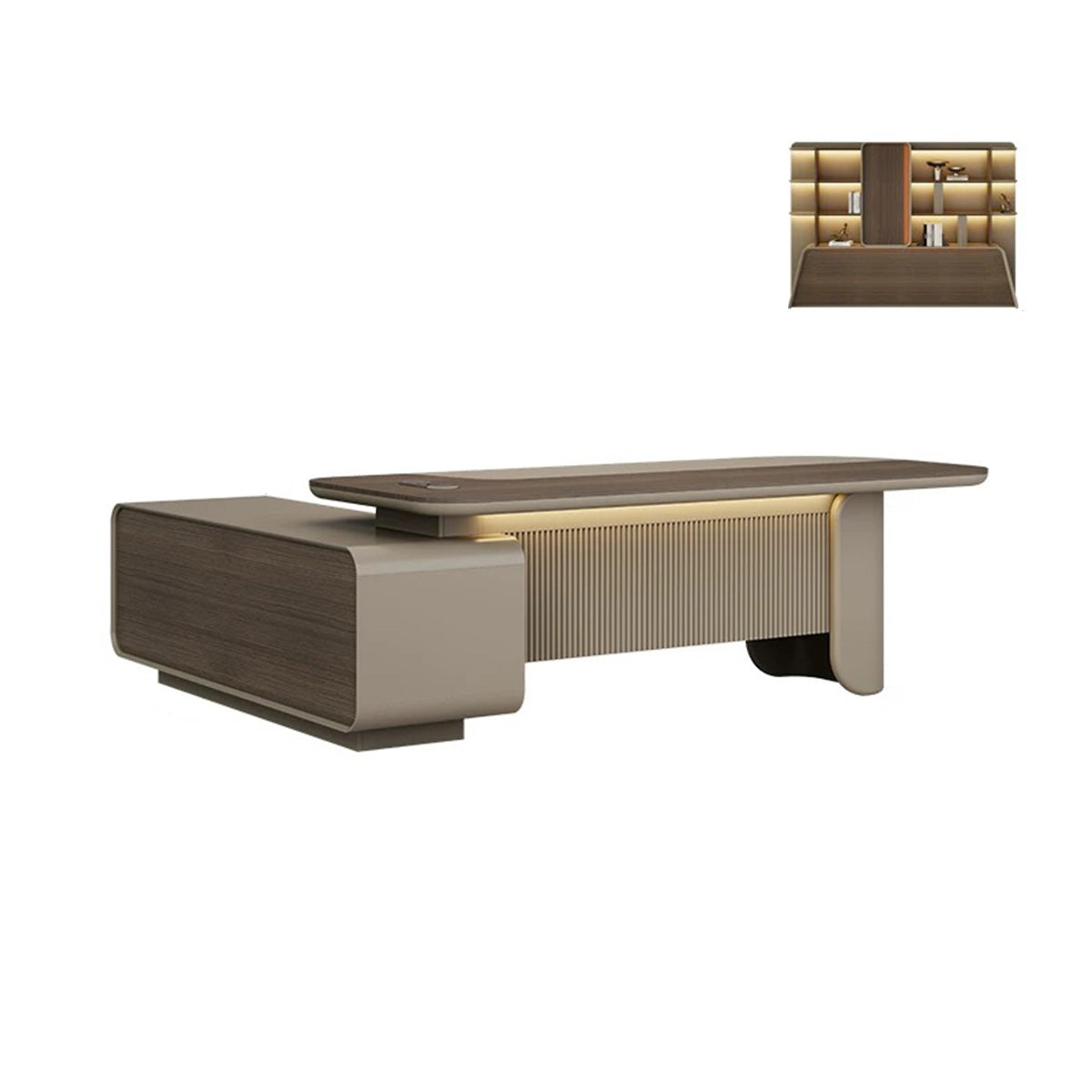 Modern Executive Desk with Smart Cable Box & Side Storage