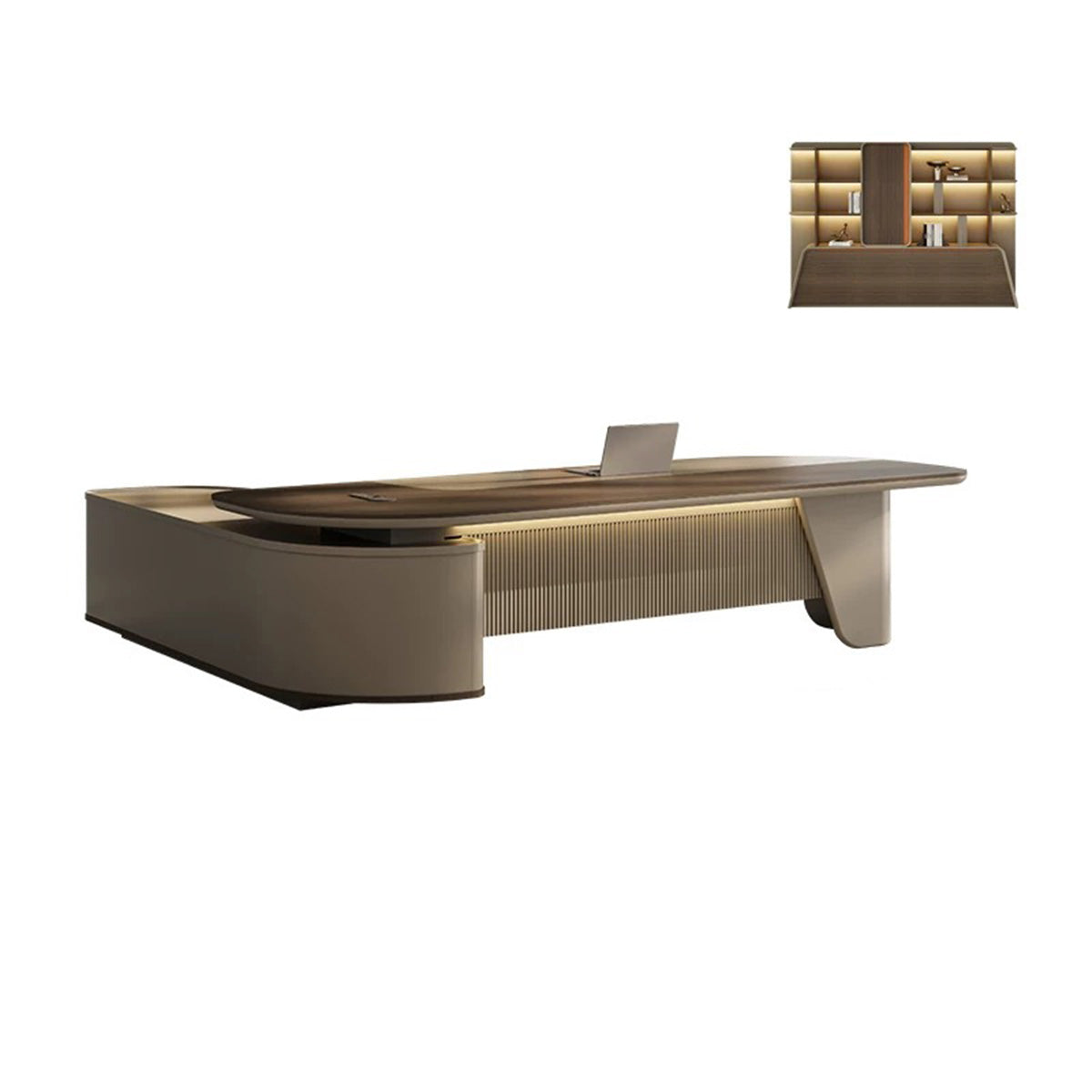 Modern Executive Desk with Smart Cable Box & Side Storage