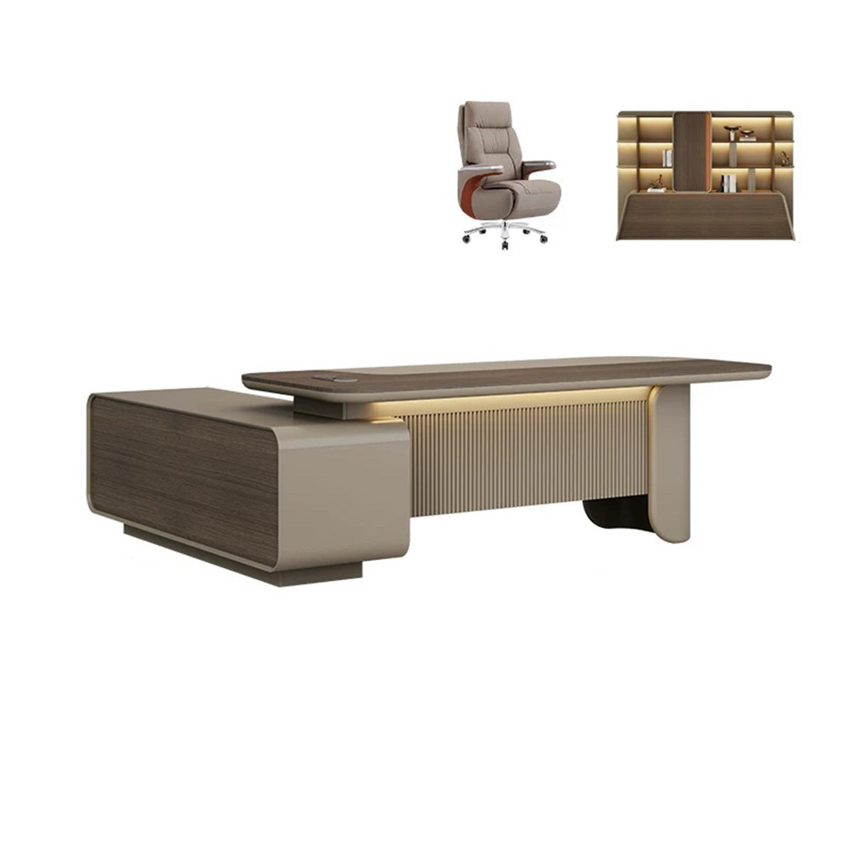 Modern Executive Desk with Smart Cable Box & Side Storage