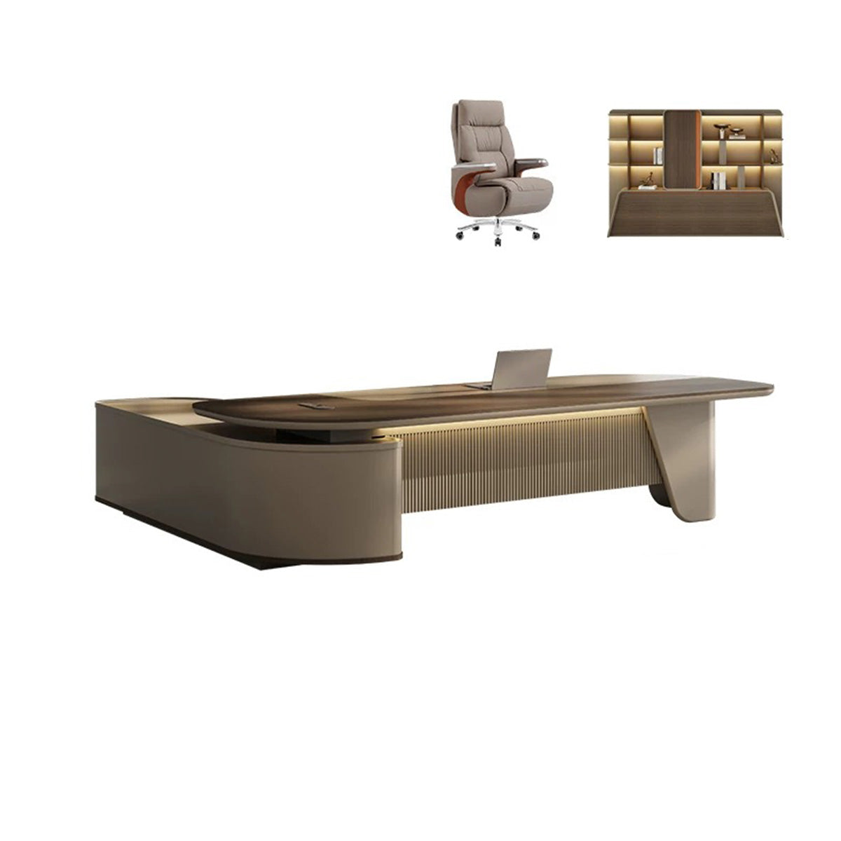 Modern Executive Desk with Smart Cable Box & Side Storage