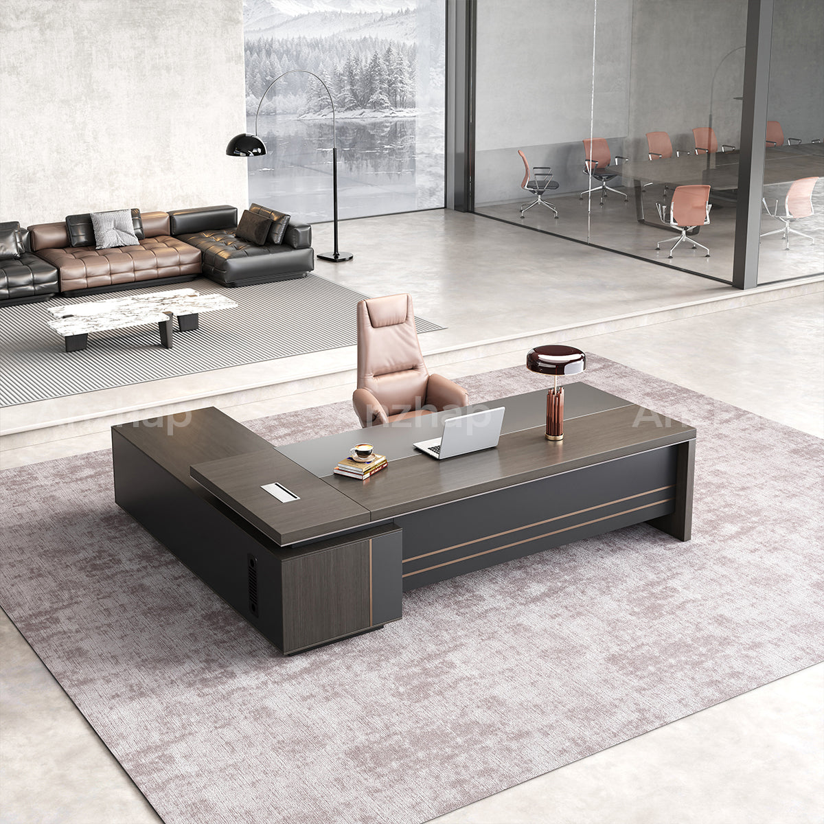 Stylish Minimalist Executive Desk with Spacious Work Surface