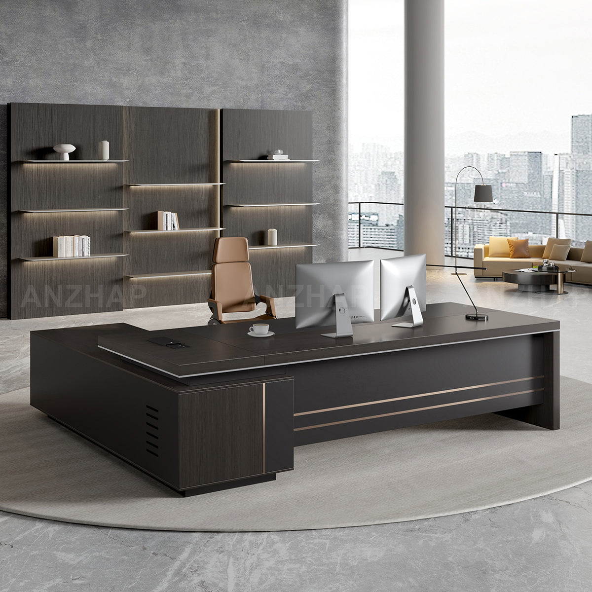 Stylish Minimalist Executive Desk with Spacious Work Surface