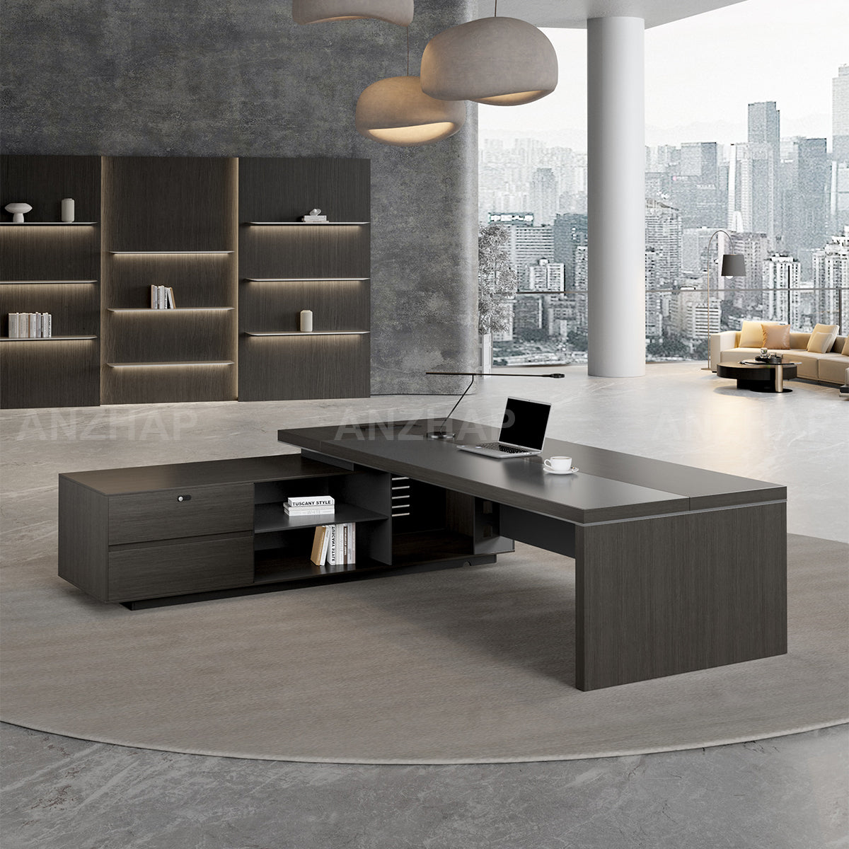 Stylish Minimalist Executive Desk with Spacious Work Surface （Stock Items）