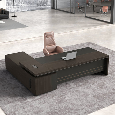 Luxurious L-Shaped Executive Desk with Two-Tone Design（Stock Items）