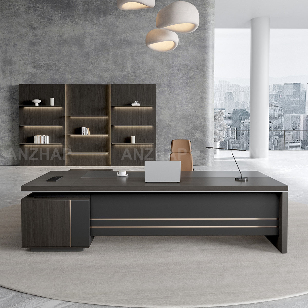 Stylish Minimalist Executive Desk with Spacious Work Surface （Stock Items）