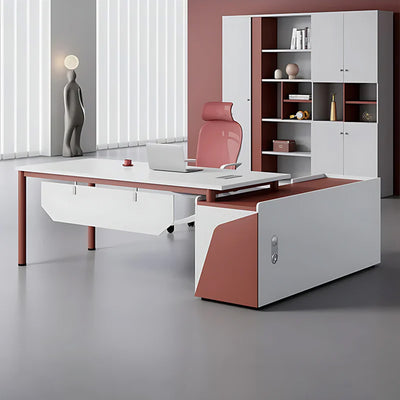 Modern Minimalist Red Stylish Executive Desk