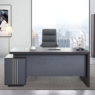 Modern and Minimalist Executive Desk with Side Cabinet