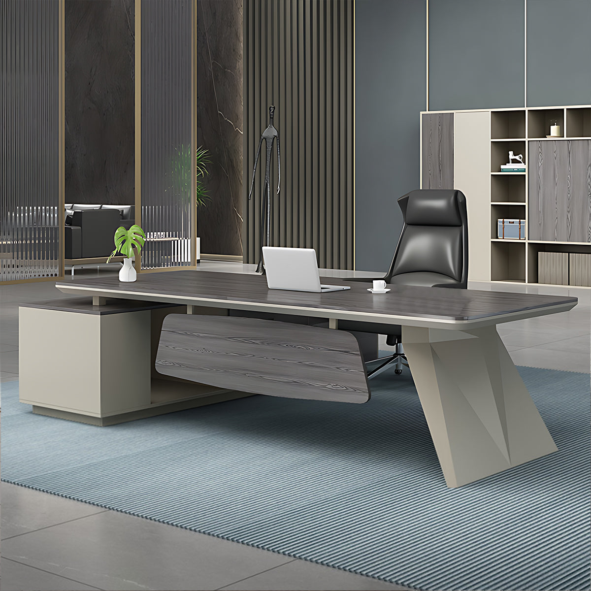 Modern Minimal Boss Desk and Chair Set