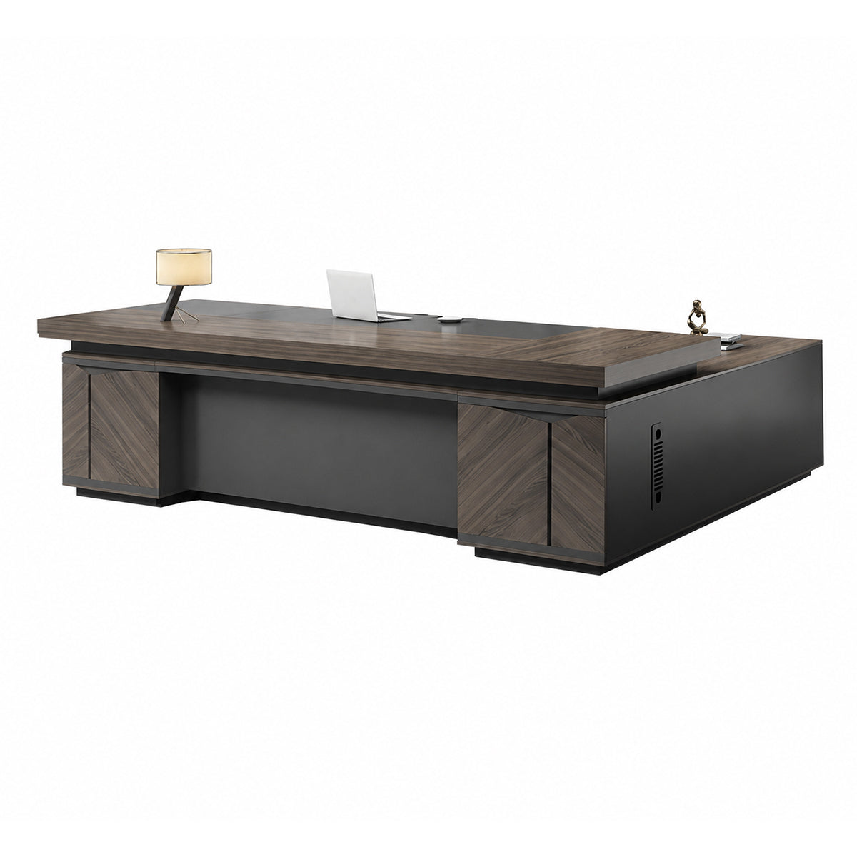 Modern L-Shaped Executive Desk 63–126 in Wide with Cable Management, Lockable Drawers & Steel Frame
