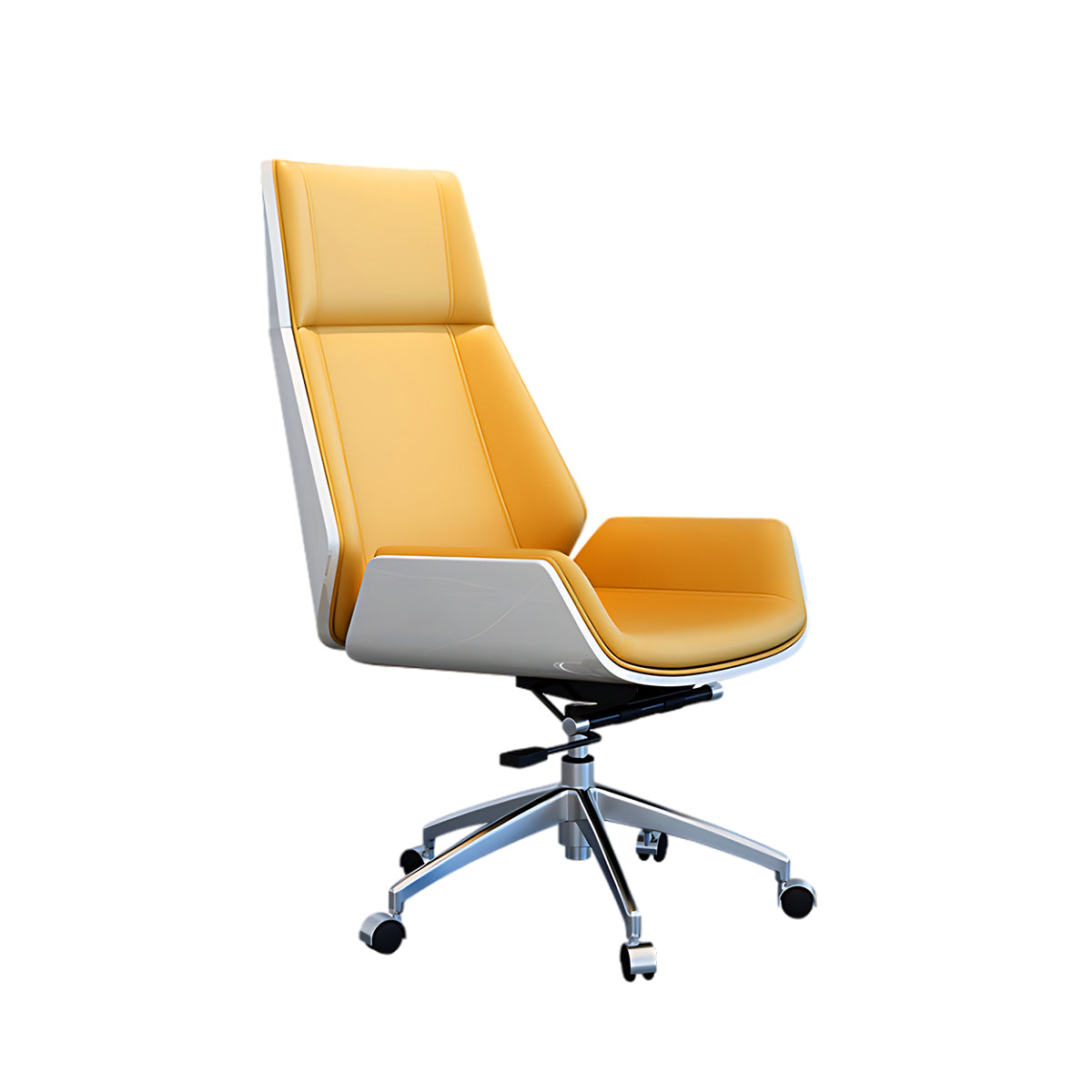 Stylish and Minimalist Space-Saving White L-Shaped Executive Desk with Unique Leg