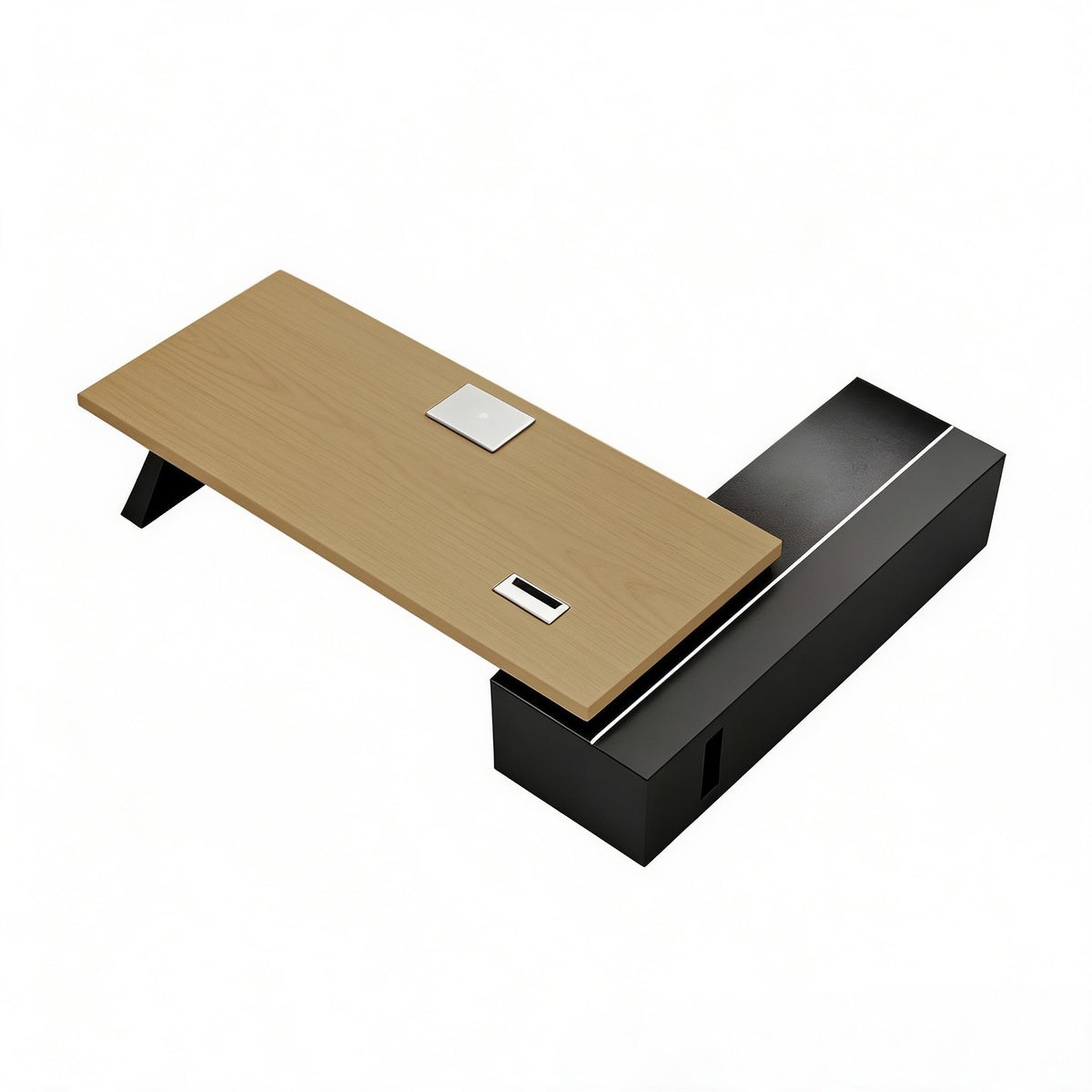 Modern L-Shaped Executive Desk 71–126 in Wide with LED Accent Lighting, Ample Storage, for Home Office & Metal Base