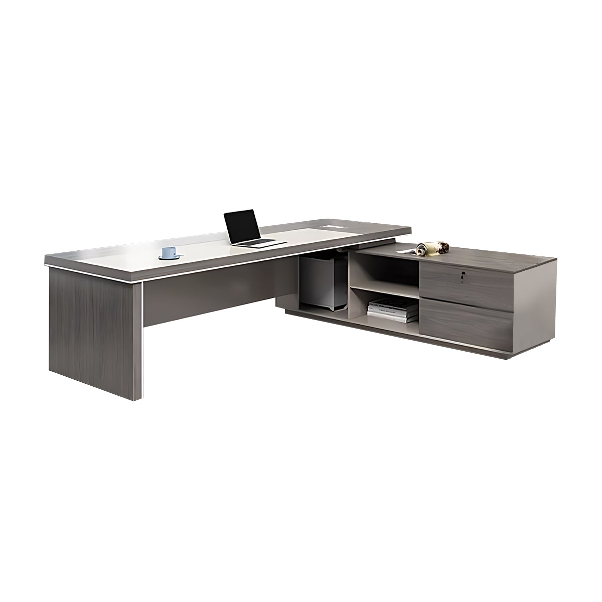 Solid Wood Executive Desk, Elegant White Wooden Table