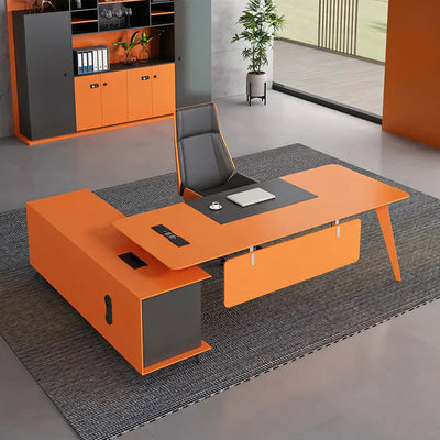 Simple Modern Light Luxury Orange Lacquer President Boss Office Desk