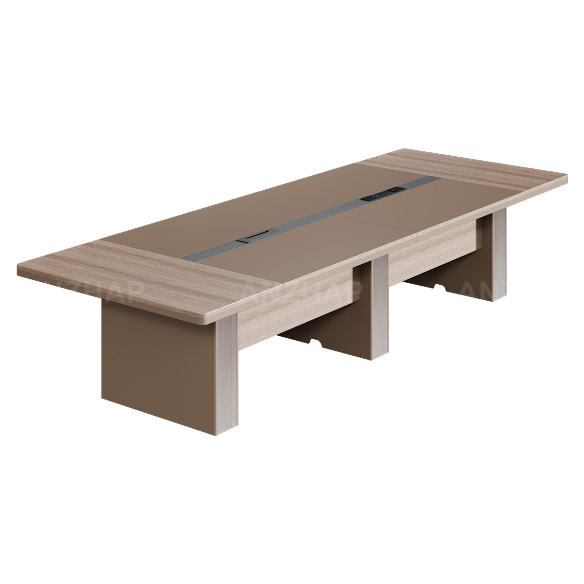 Modern Conference Table 142 in Wide (12 ft) for 10 People with Cable Management & Solid Wood（Stock Items）