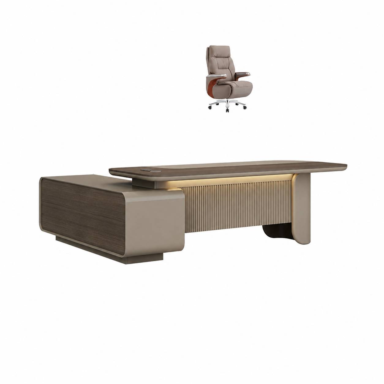Modern Executive Desk with Smart Cable Box & Side Storage