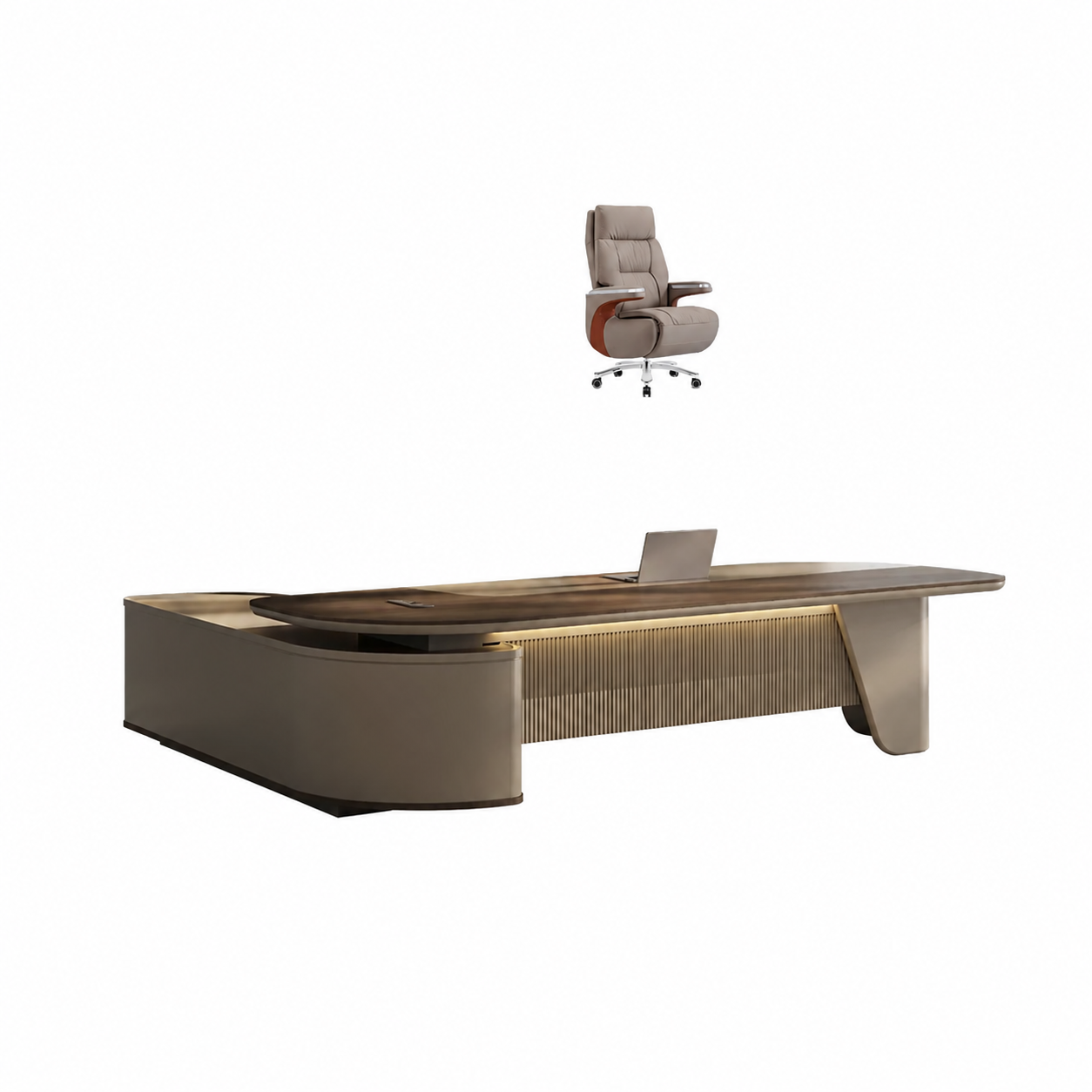 Modern Executive Desk with Smart Cable Box & Side Storage