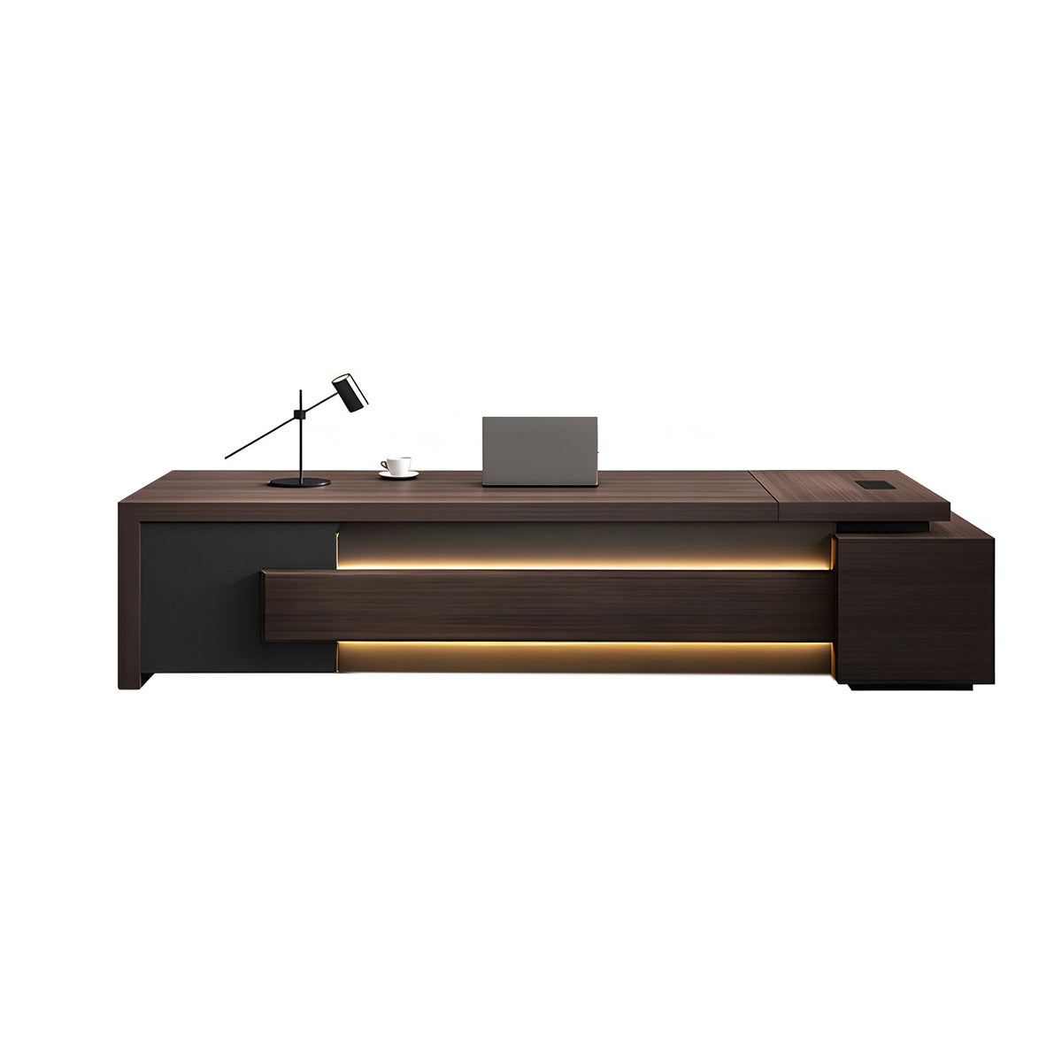 Modern L-Shaped Executive Desk 21–134 in Wide with Cable Management, Built-In Power Outlets, File Drawers & for Home Office