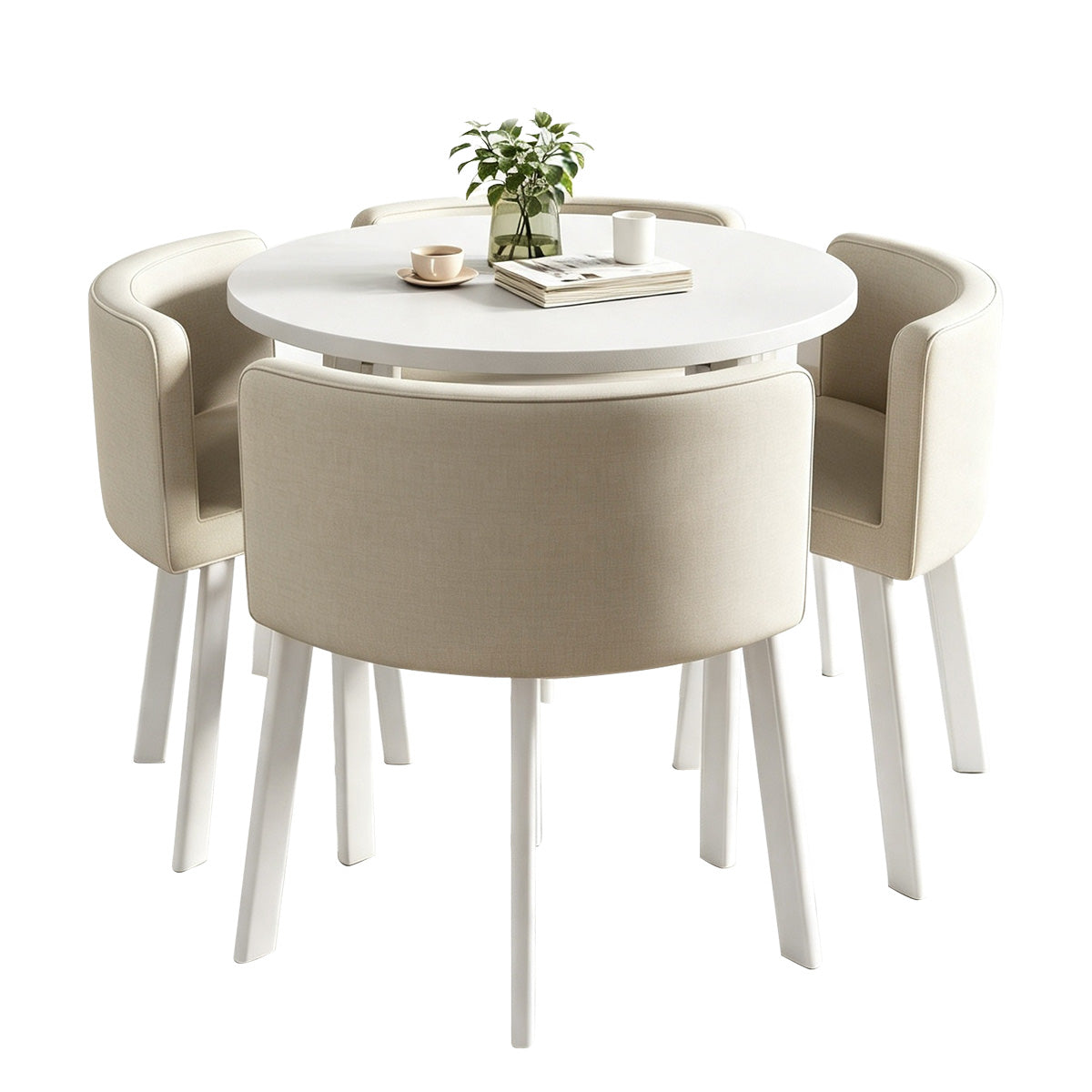 Compact Round Reception Table Set for 4 People with Durable Structure, High-density Foam Seating, Ergonomic Backrest for Office Spaces (Stock Items)