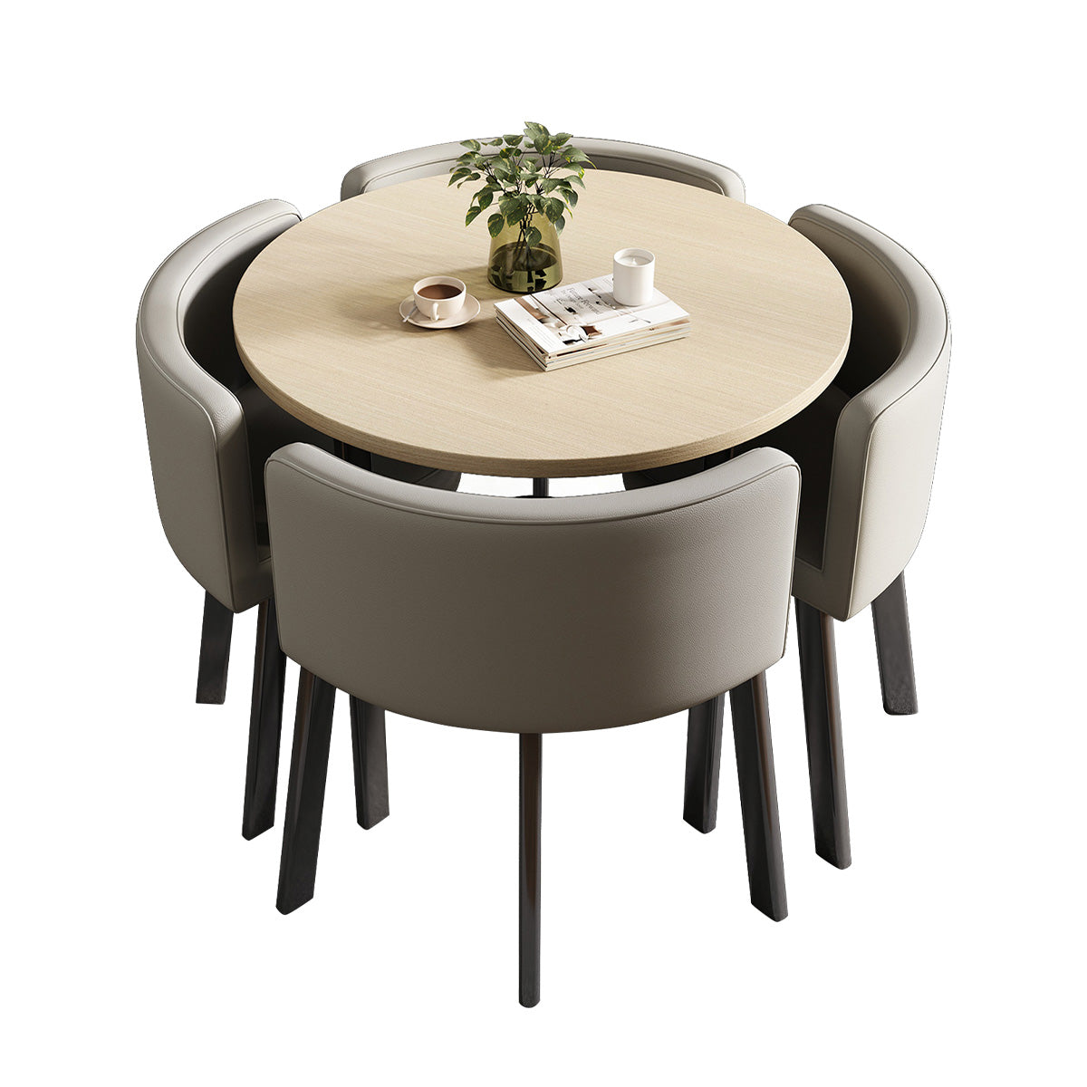 Compact Round Reception Table Set for 4 People with Durable Structure, High-density Foam Seating, Ergonomic Backrest for Office Spaces (Stock Items)