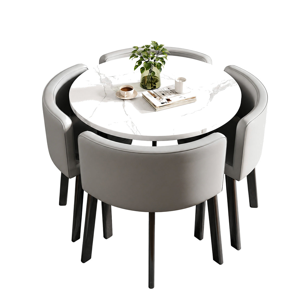 Compact Round Reception Table Set for 4 People with Durable Structure, High-density Foam Seating, Ergonomic Backrest for Office Spaces (Stock Items)