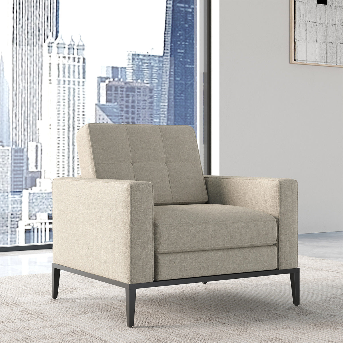 Contemporary Modular Sofa with Ergonomic Backrest, Soft Cushion & Wide Armrests for Office, Living Room & Apartment Spaces (43–75")（Stock Items）