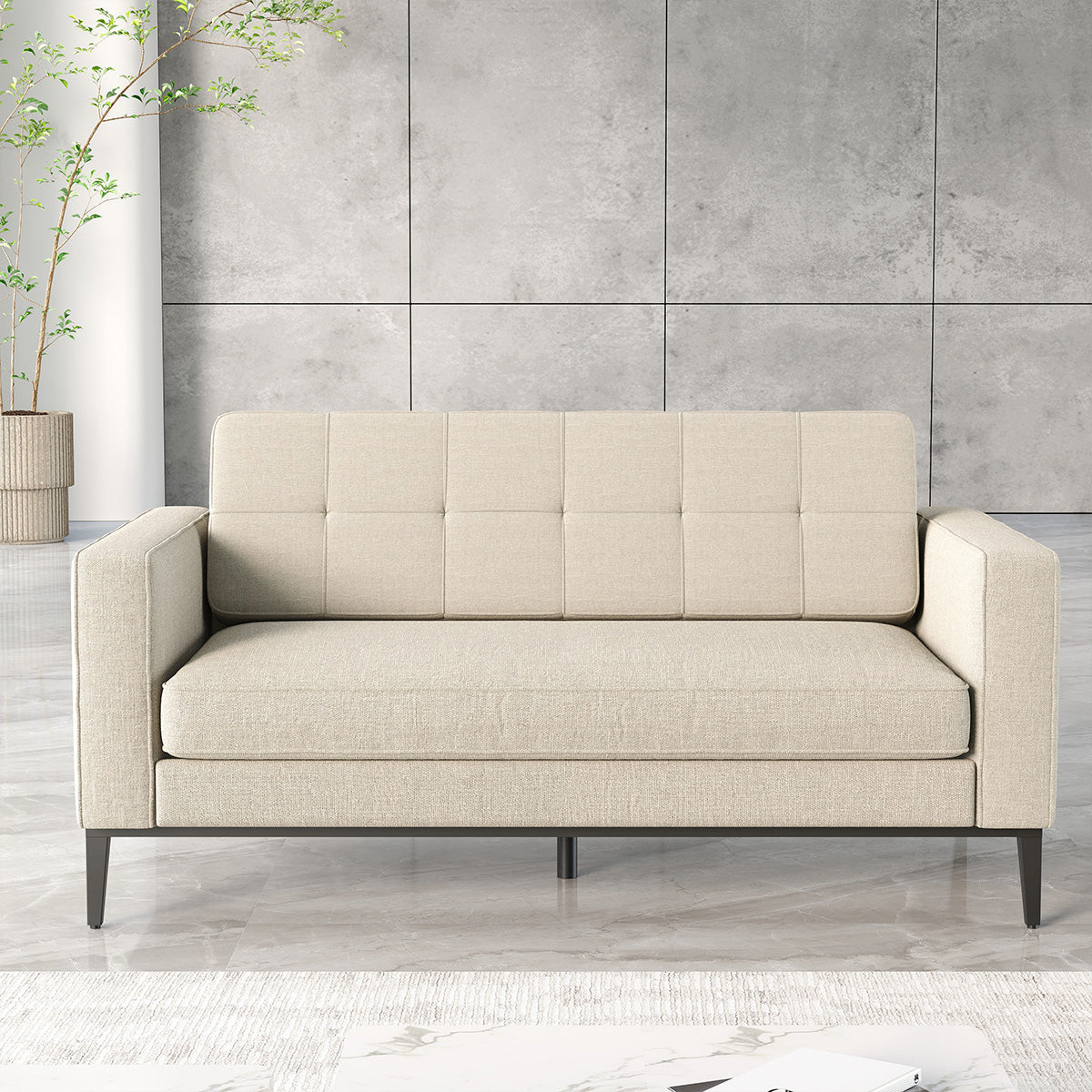 Contemporary Modular Sofa with Ergonomic Backrest, Soft Cushion & Wide Armrests for Office, Living Room & Apartment Spaces (43–75")（Stock Items）
