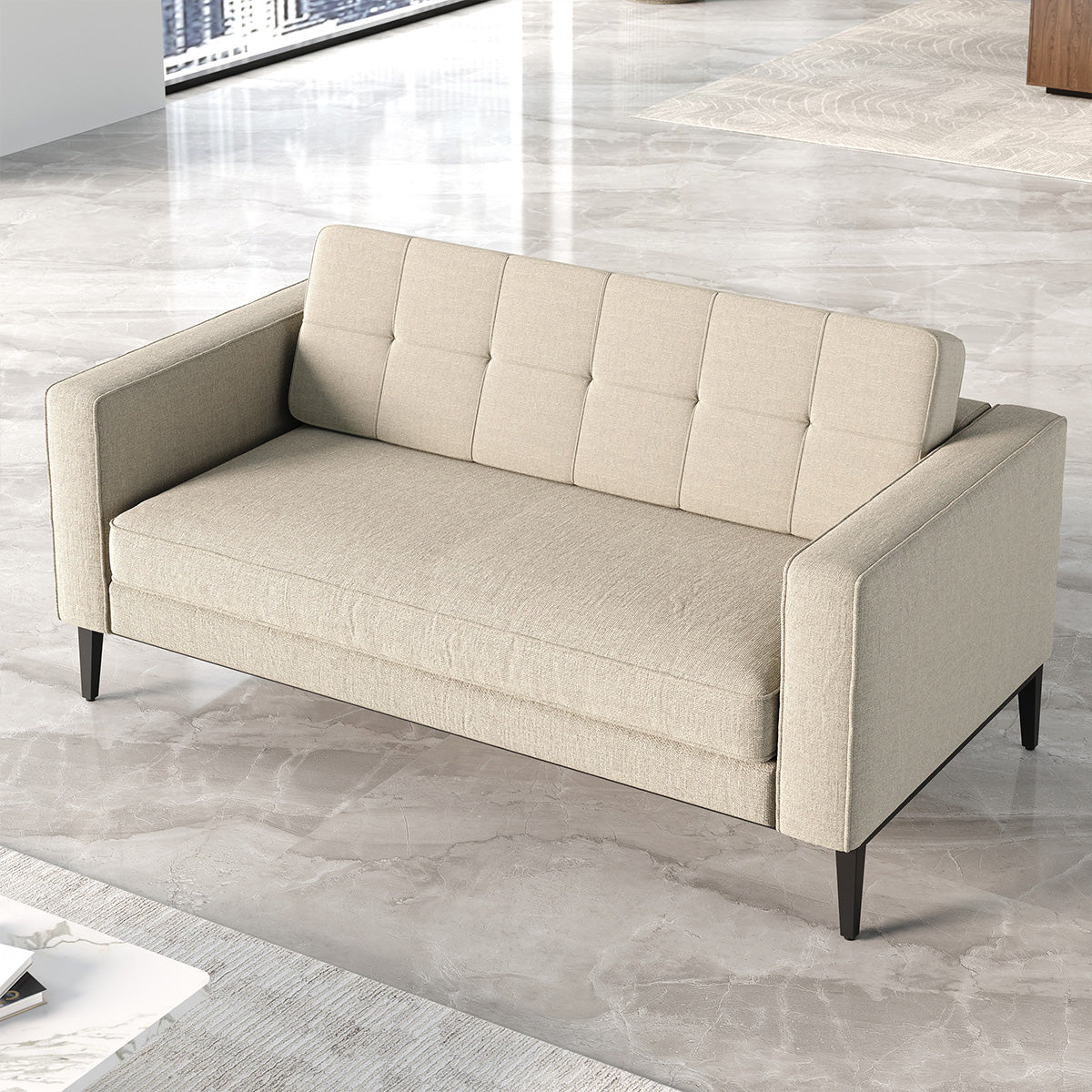 Contemporary Modular Sofa with Ergonomic Backrest, Soft Cushion & Wide Armrests for Office, Living Room & Apartment Spaces (43–75")（Stock Items）