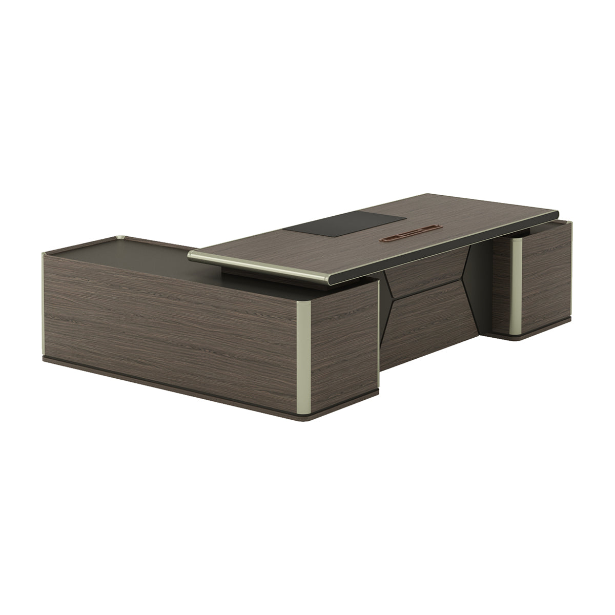 Classic L-Shaped Executive Desk with 3-Digit Combination Lock Drawers