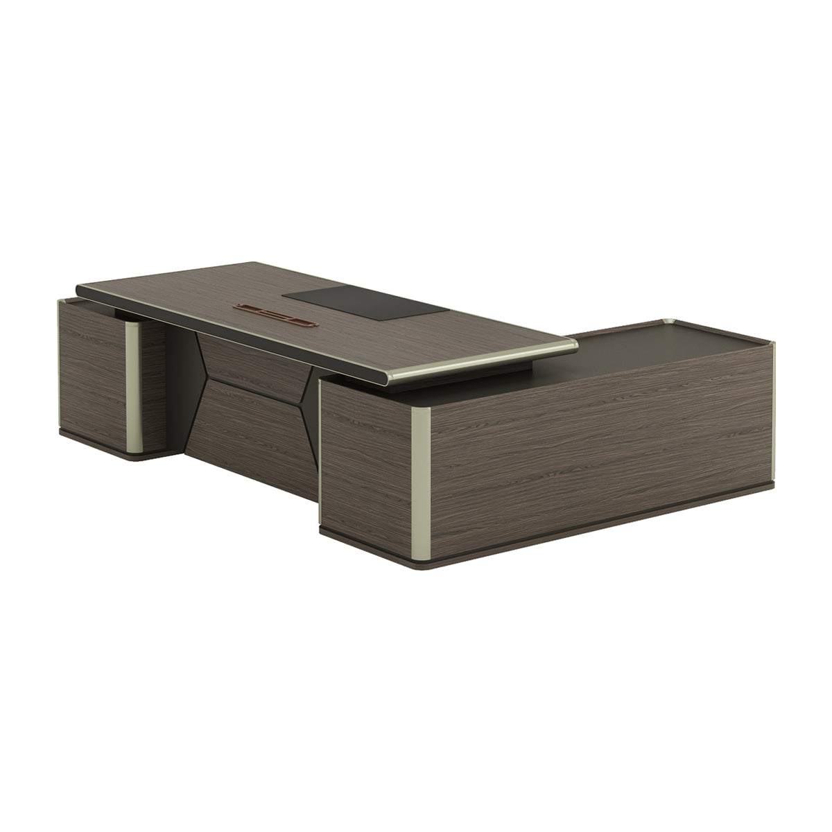 Classic L-Shaped Executive Desk with 3-Digit Combination Lock Drawers