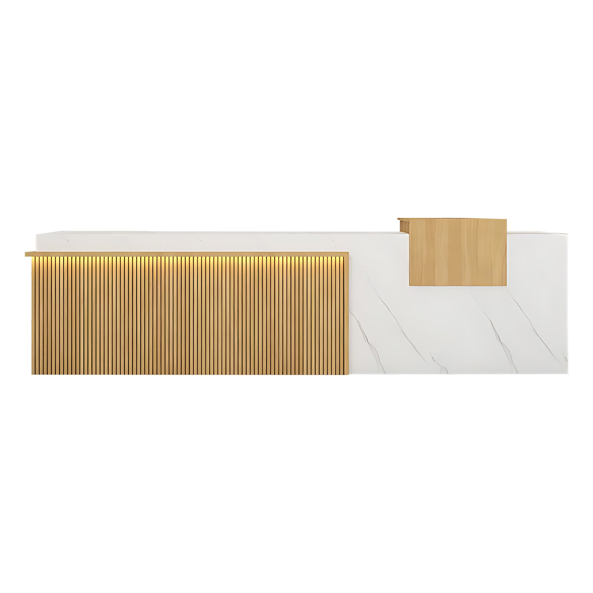 Modern Premium Reception Desk with Thick Desktop and Solid Wood Drawers