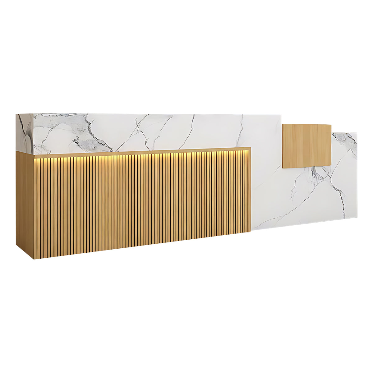 Modern Premium Reception Desk with Thick Desktop and Solid Wood Drawers