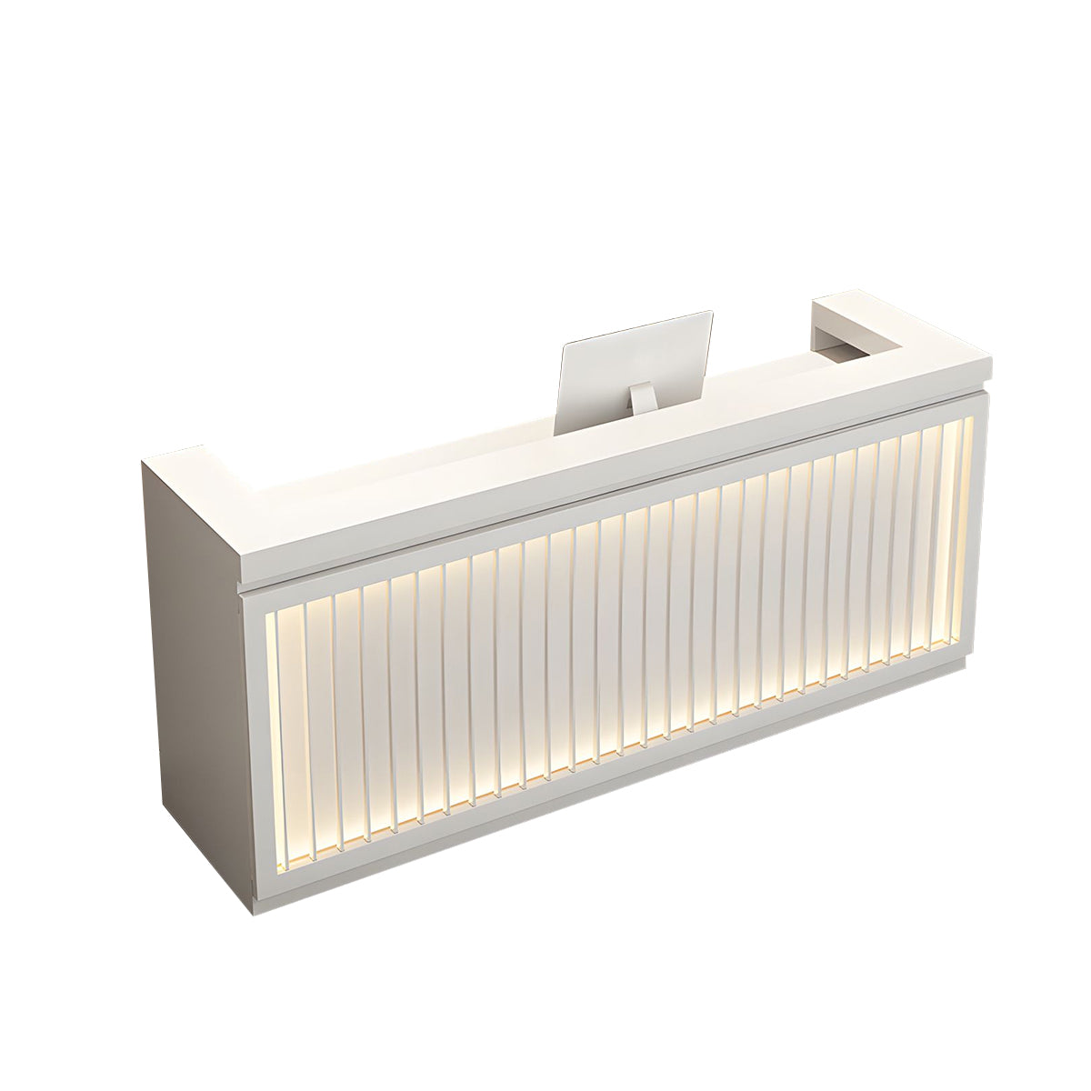 Timeless Minimalist Reception Desk Featuring an Elegant Light Strip Design