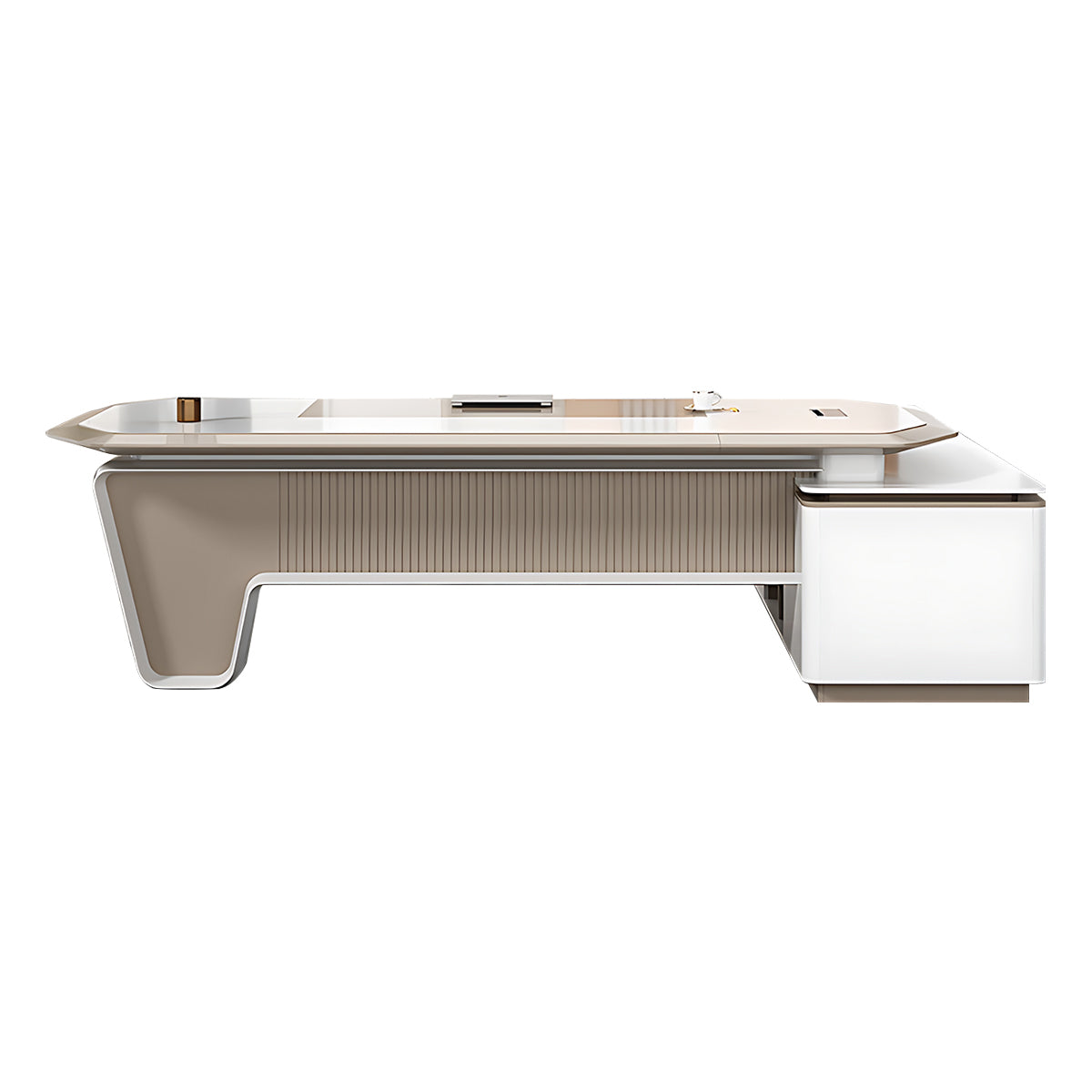 Modern Executive Desk with Built-in Drawers and Water-Resistant Surface