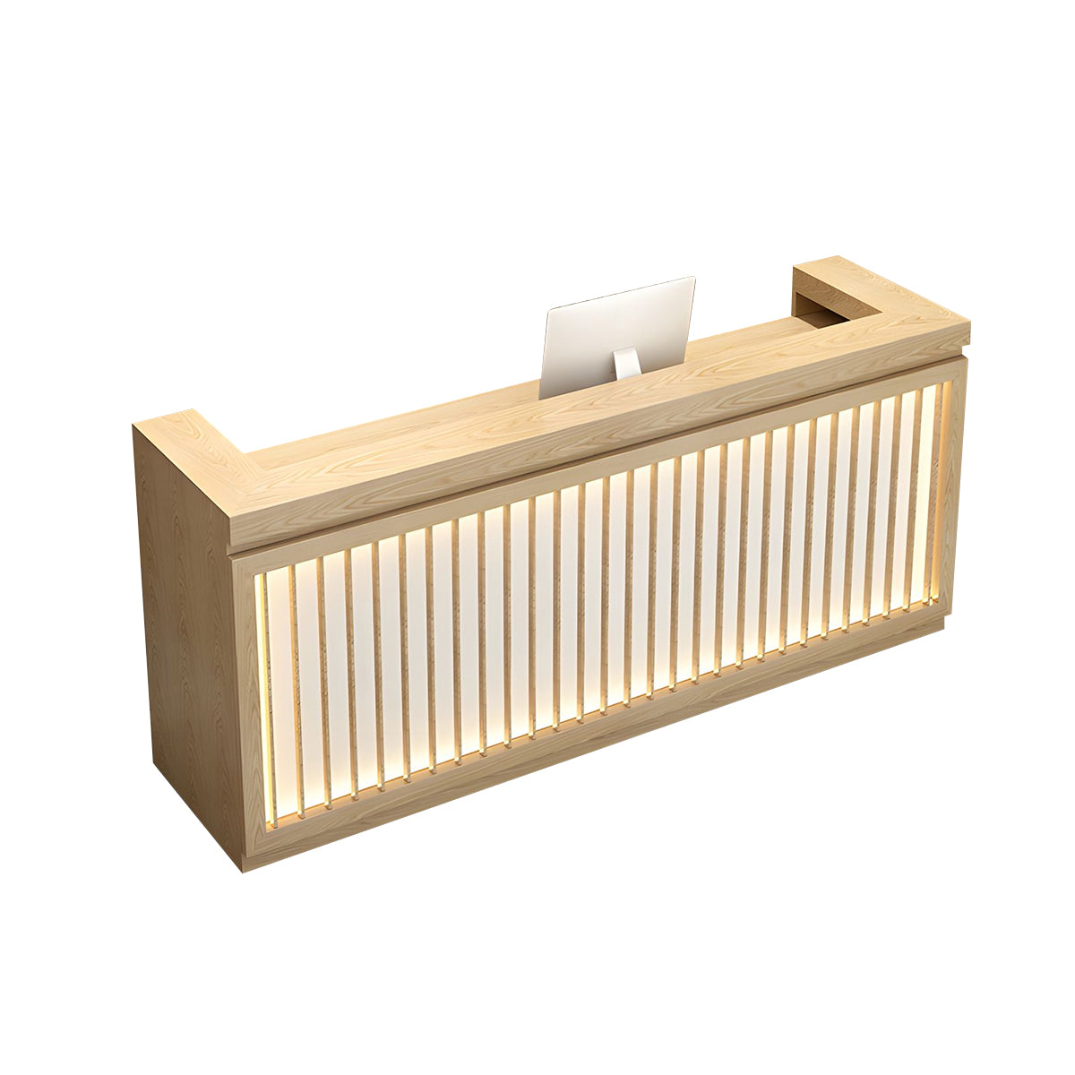 Timeless Minimalist Reception Desk Featuring an Elegant Light Strip Design