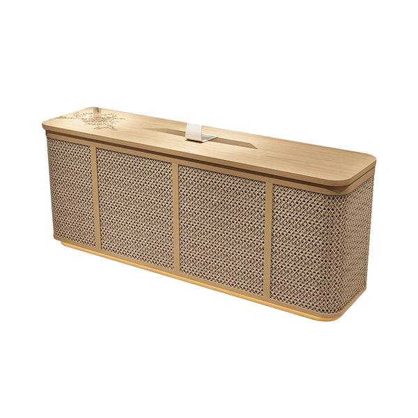 Reception Desk 47–94 in Wide with File Drawers, Woven Rattan Detail ...