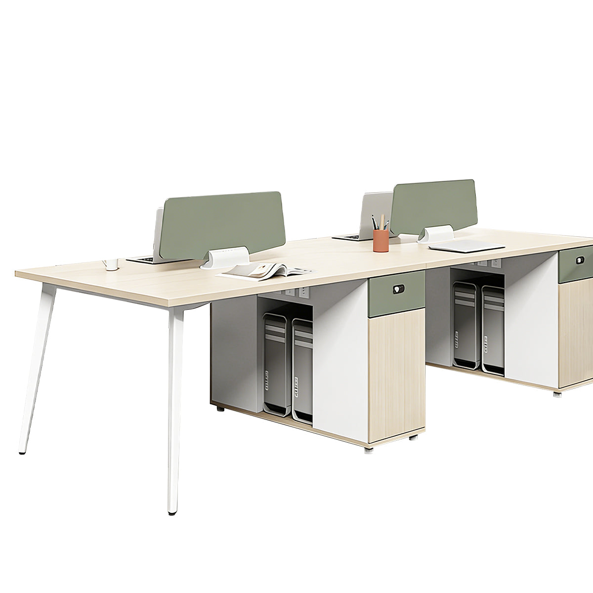 Structured Office Desk with Privacy Panel & Storage for Focused Teams