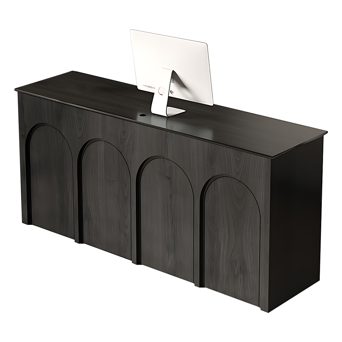Retro Chic Reception Desk with Spacious Desktop Design