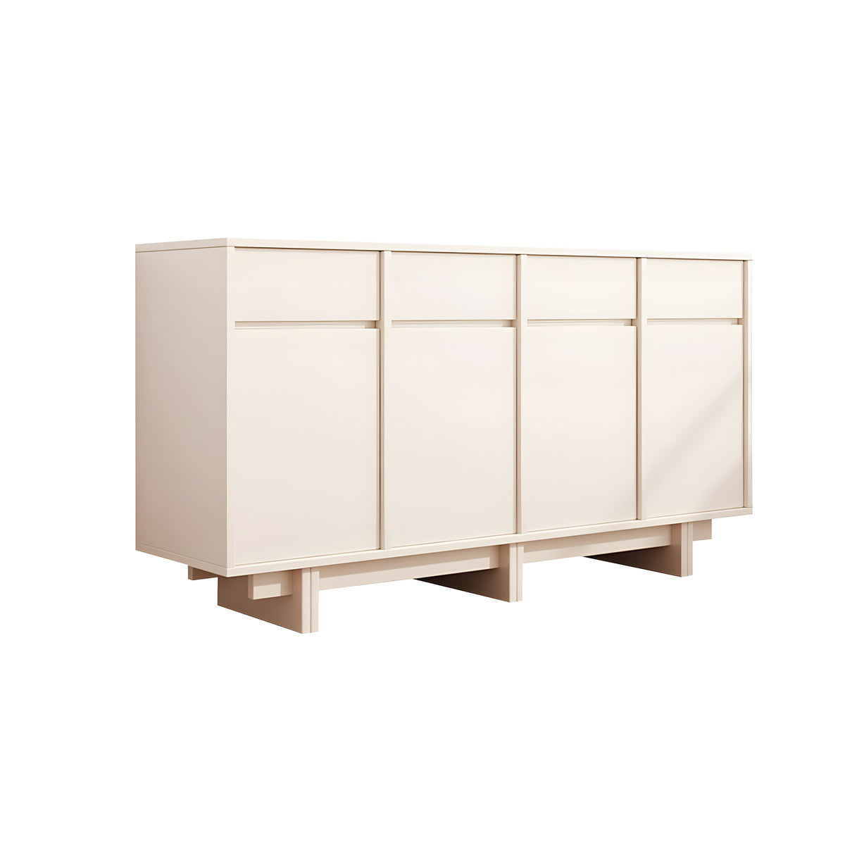 Modern Rustic Solid Wood Sideboard Buffet with Large Storage and Open Base