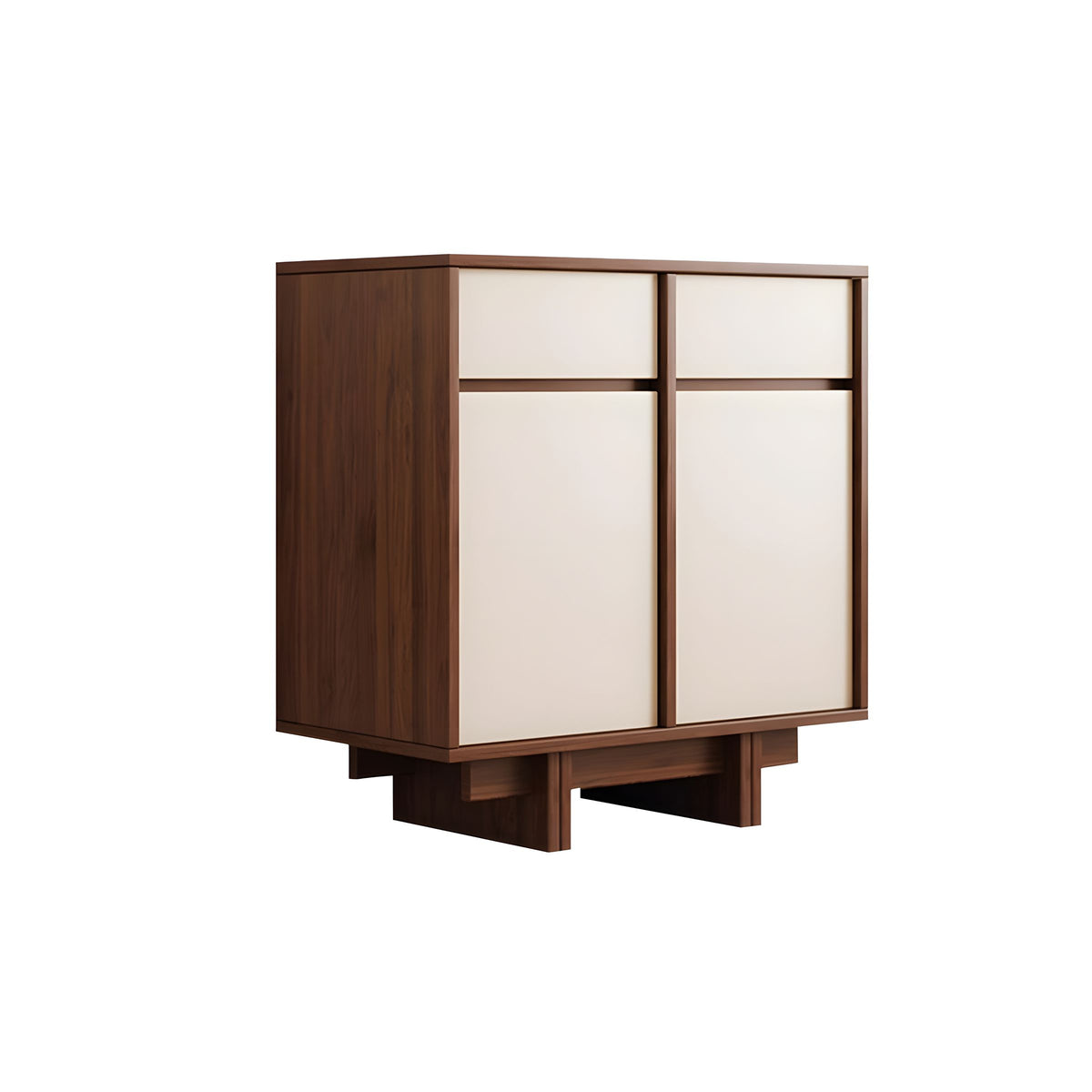 Modern Rustic Solid Wood Sideboard Buffet with Large Storage and Open Base