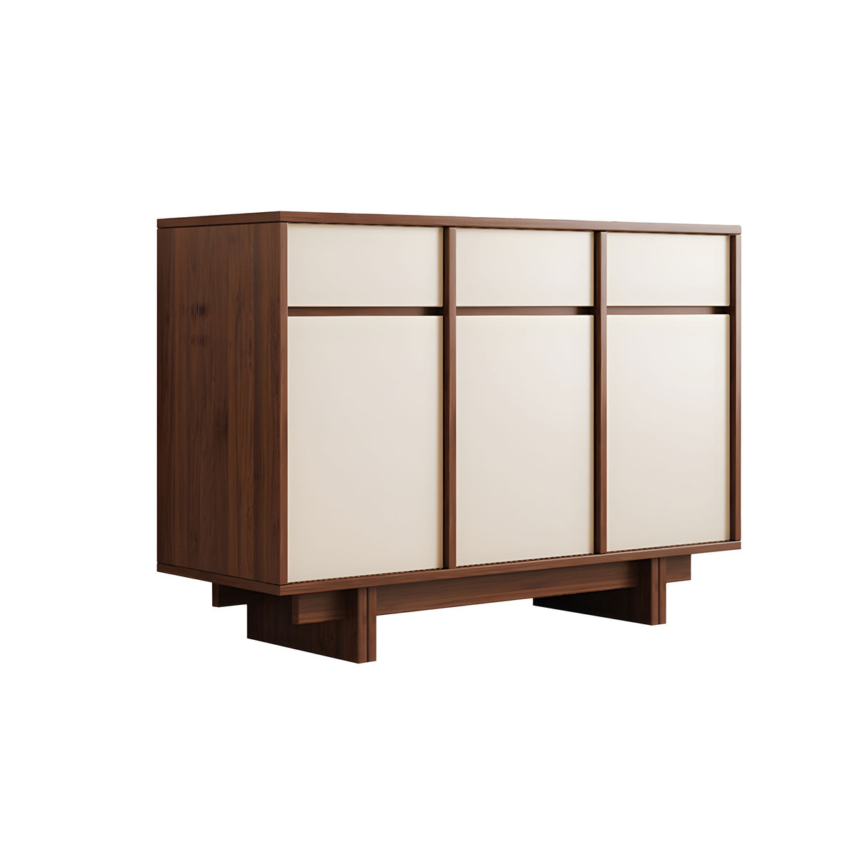 Modern Rustic Solid Wood Sideboard Buffet with Large Storage and Open Base