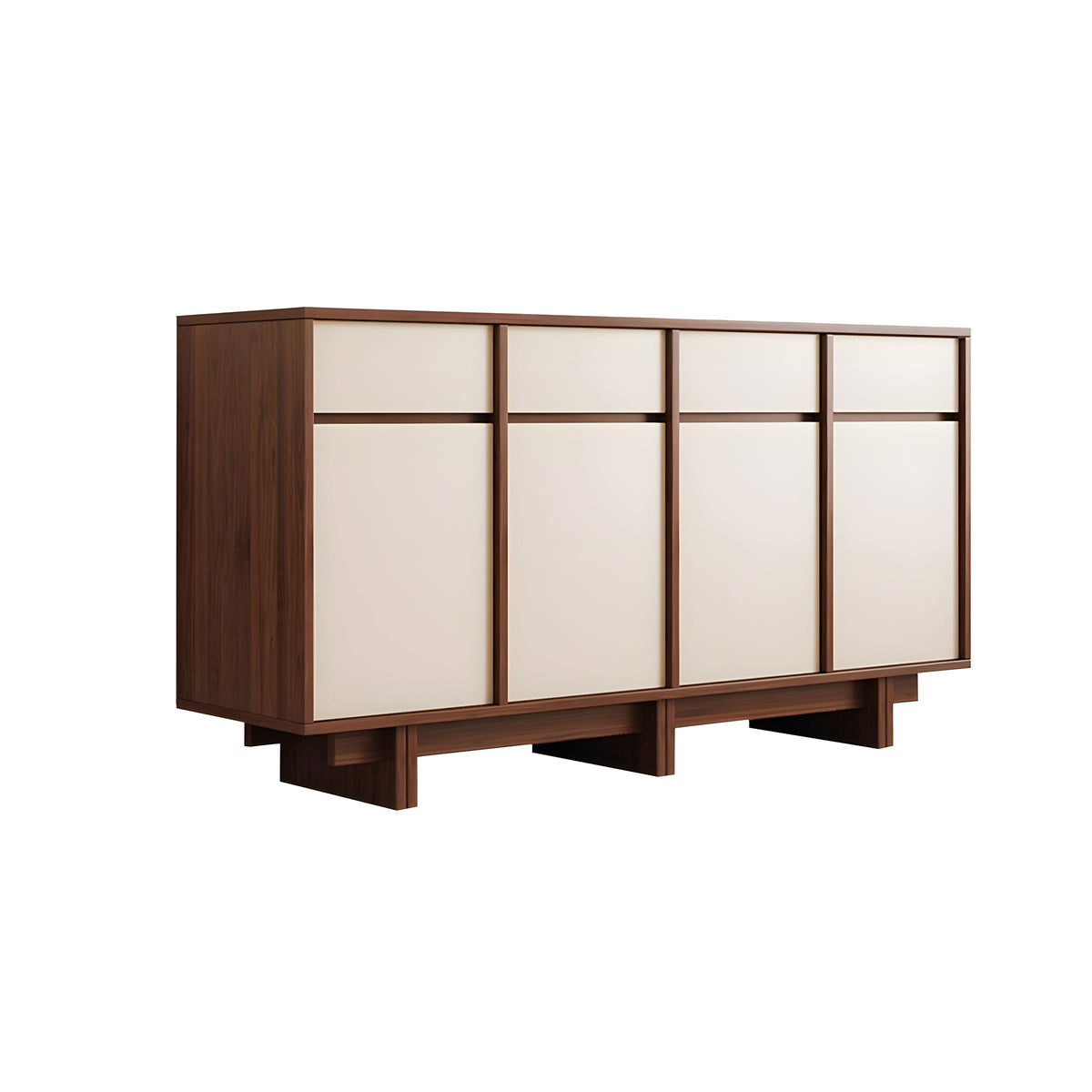 Modern Rustic Solid Wood Sideboard Buffet with Large Storage and Open Base