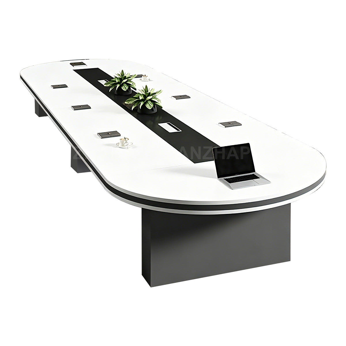 Conference Table, White & Black, White & Black finish, L63" x W31" x H30", for meeting room or boardroom, modern boardroom furniture