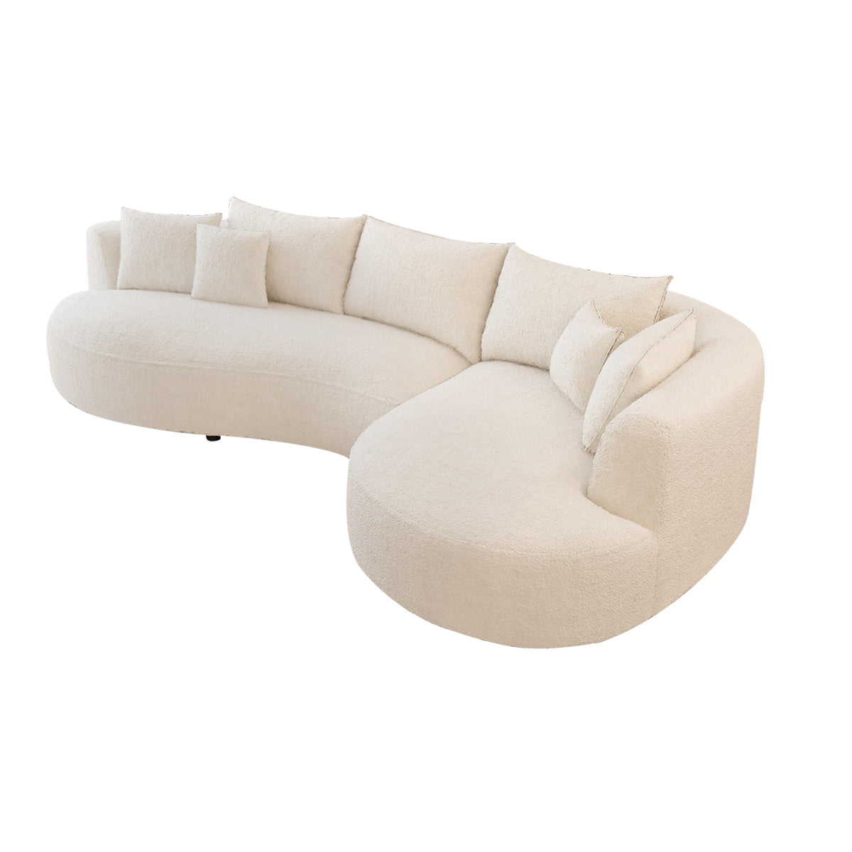 Modern Sherpa Lounge Sofa with Curved Backrest for Living Rooms & Reception Areas