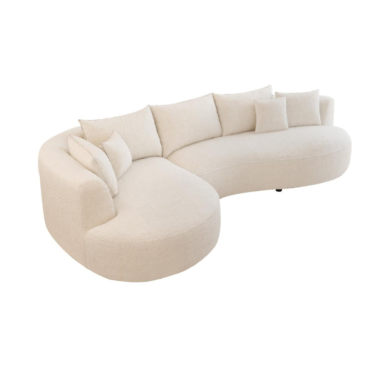 Modern Sherpa Lounge Sofa with Curved Backrest for Living Rooms & Reception Areas