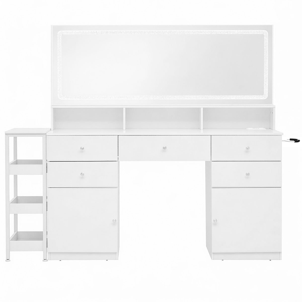 Modern LED Vanity Desk with Lighted Mirror & Storage Drawers（Stock Items）