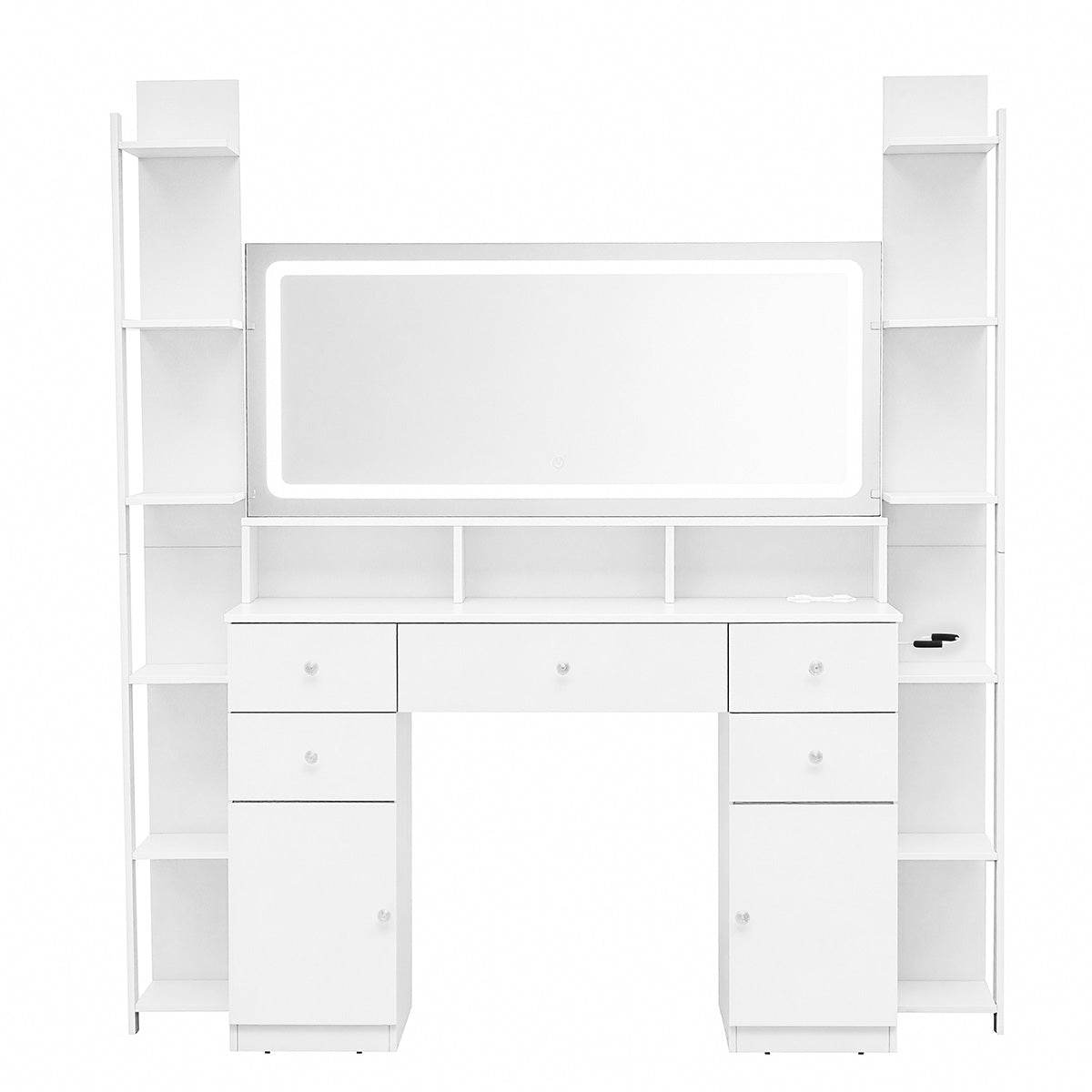 Modern LED Vanity Desk with Lighted Mirror & Storage Drawers（Stock Items）