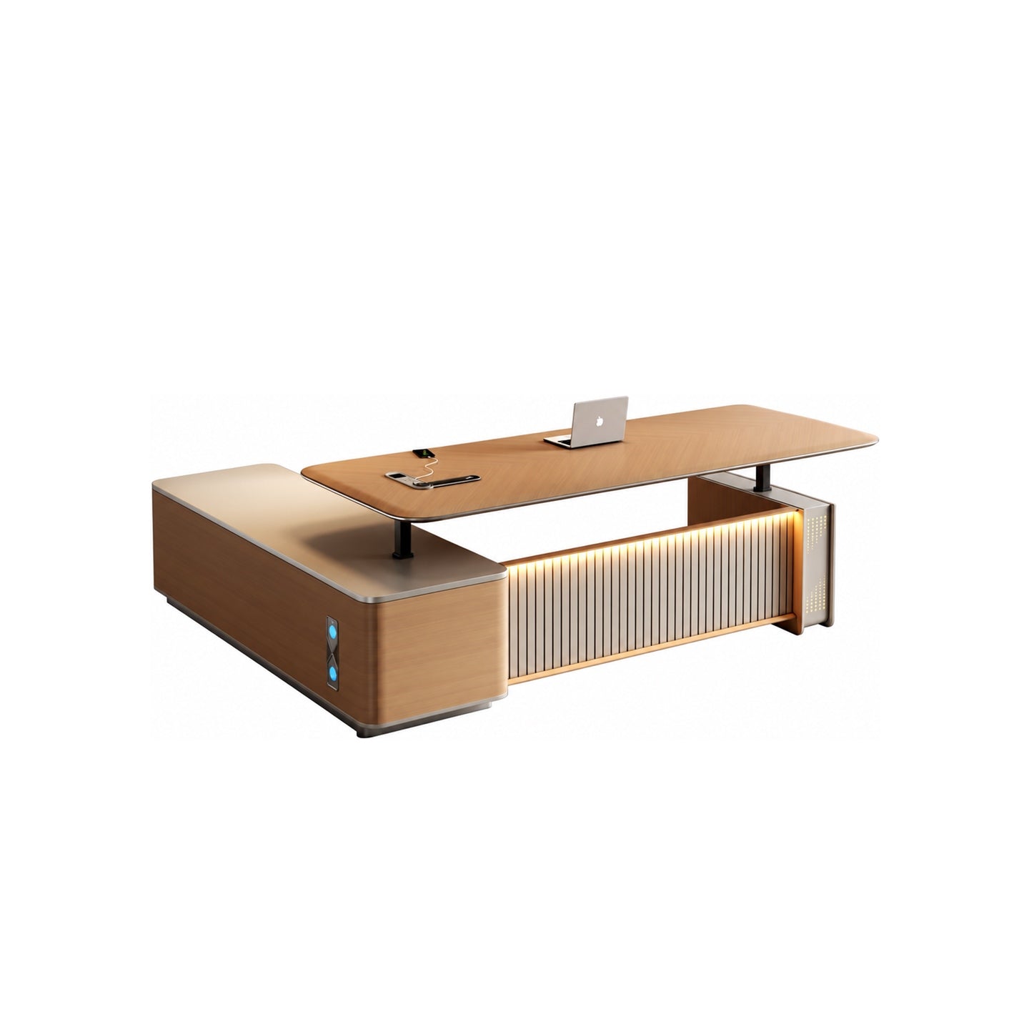 Smart Standing Executive Desk with Wireless Charging & Storage