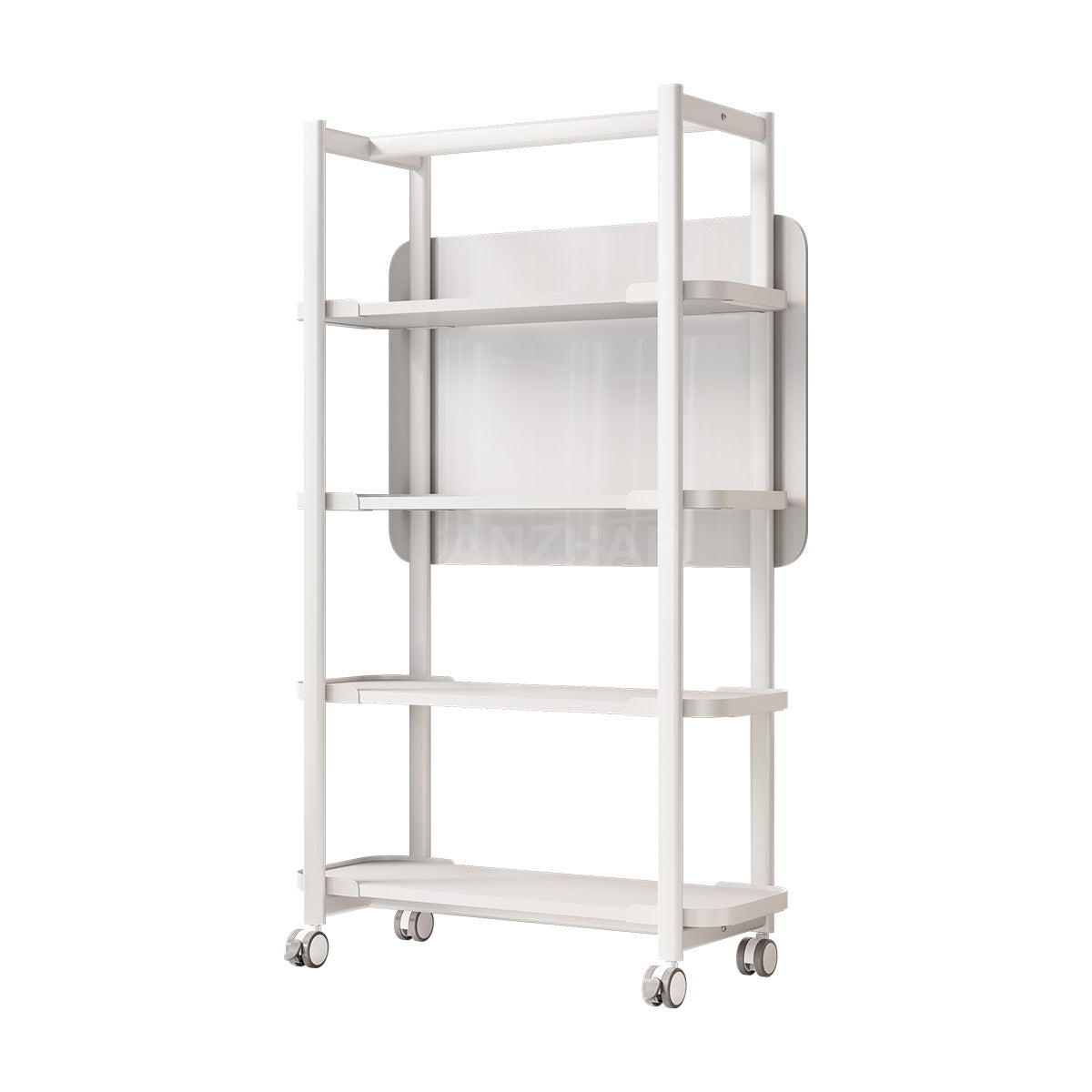 Functional 42" L Storage Rack with Writable Whiteboard Back Panel & Mobile Storage for Modern Spaces
