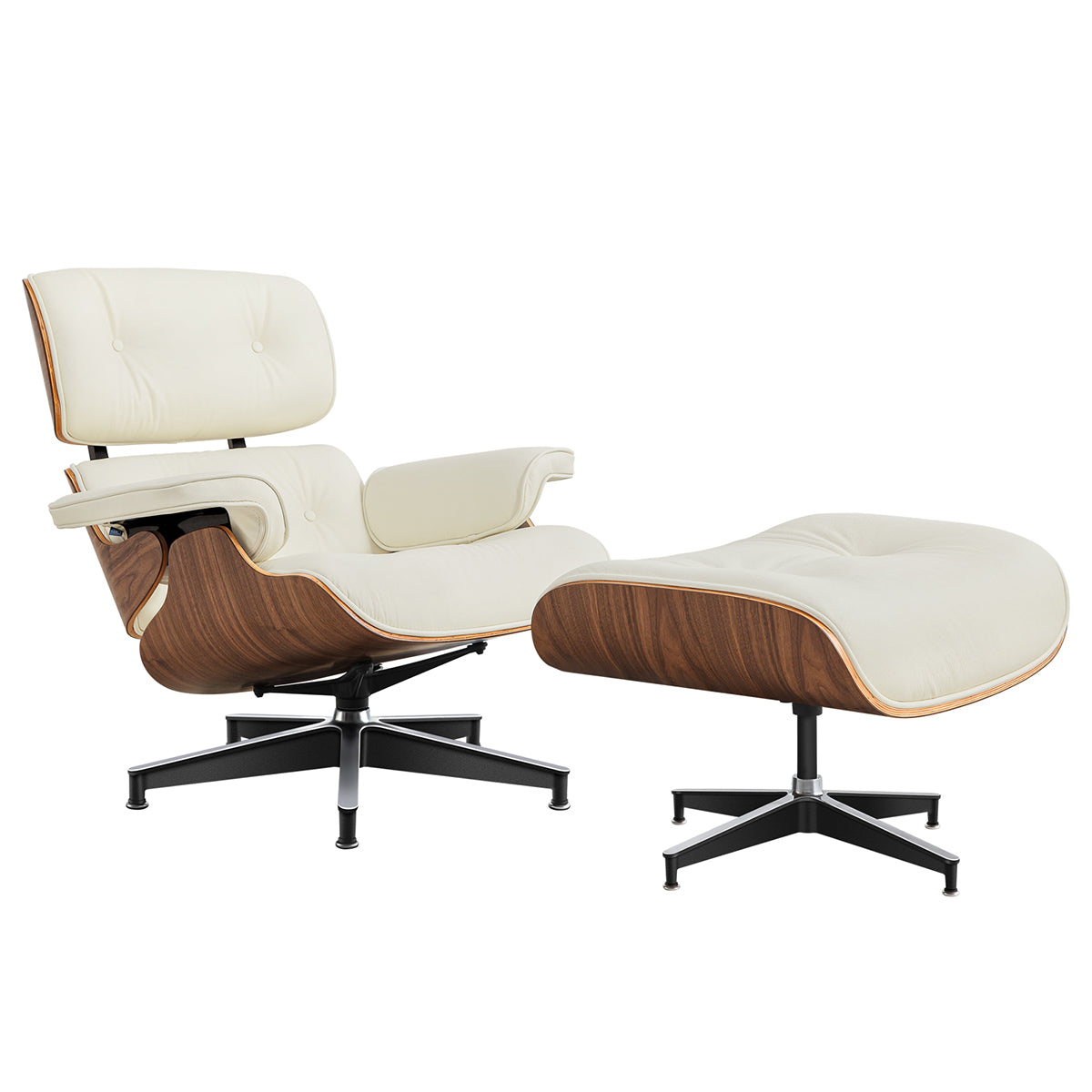 Stylish Indoor Living Room Genuine Leather Chair with Ottoman（Stock Items）