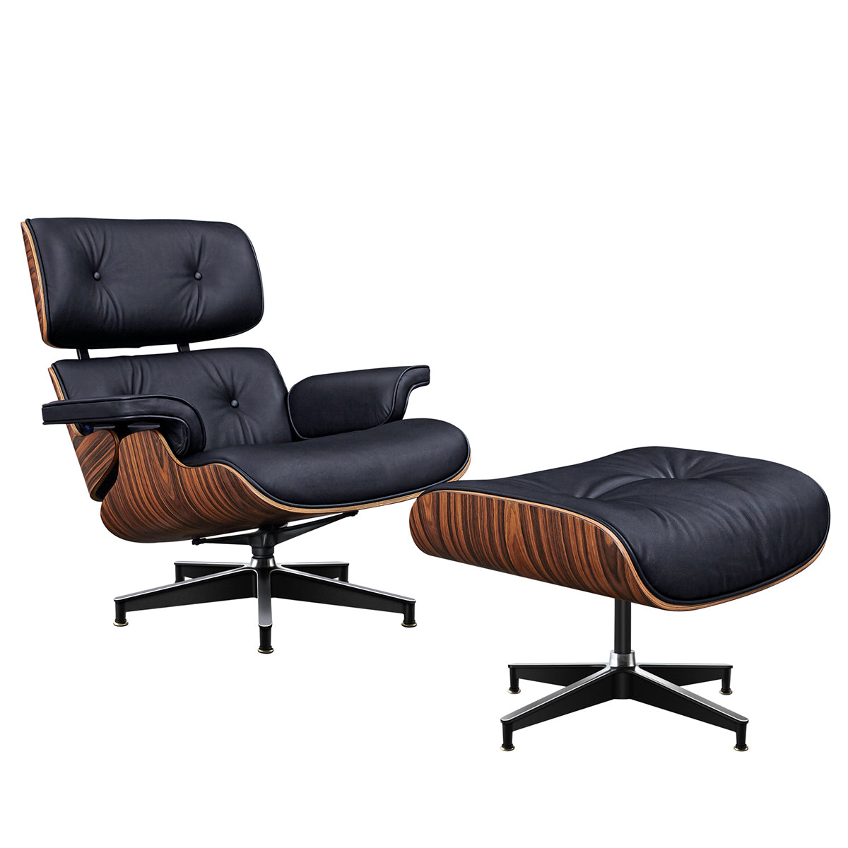 Stylish Indoor Living Room Genuine Leather Chair with Ottoman（Stock Items）